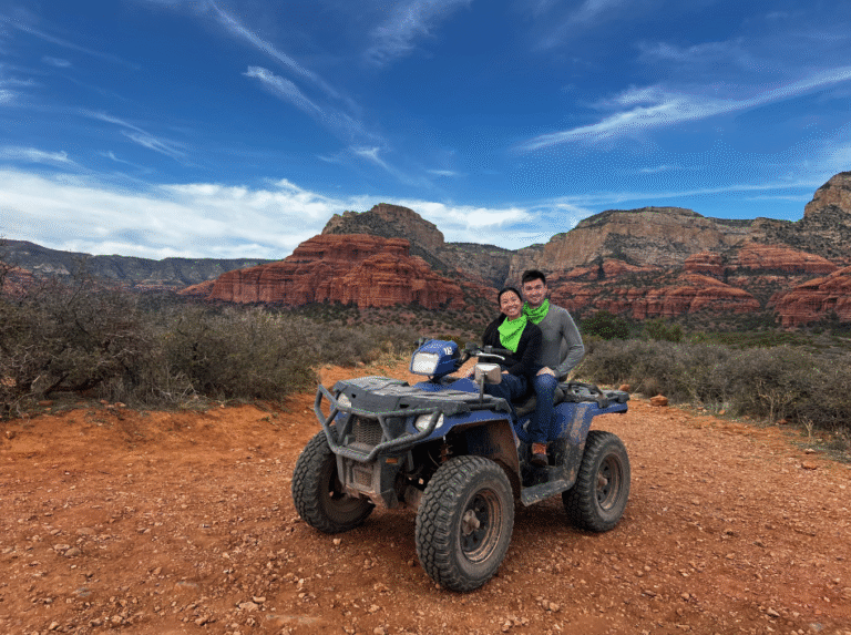 Guided ATV tour with Skeleton Bone Mountain views in Sedona red rock country