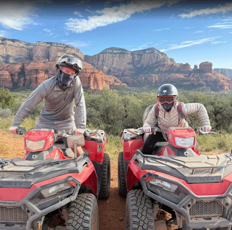 Riders on Arizona ATV Tours December through Sedona red rock trails