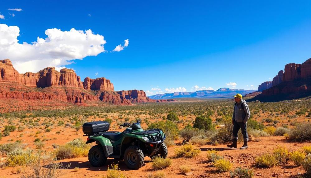 a man walking around a ATV ins Sedona